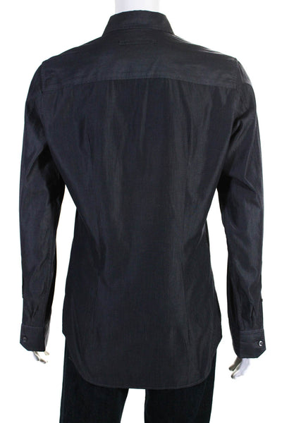 Prada Mens Cotton Collared Button Up Dress Shirt Charcoal Gray Size 39