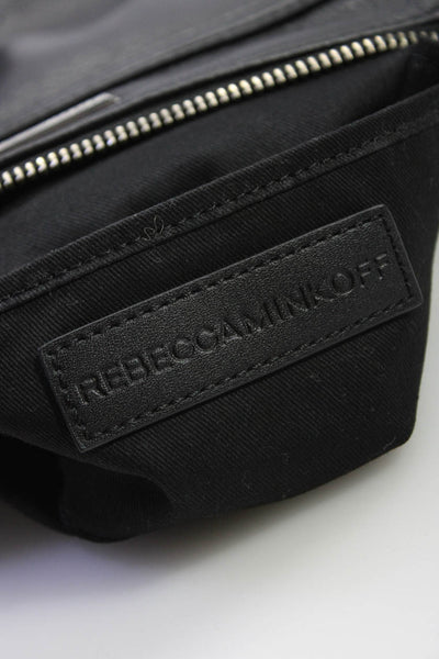 Rebecca Minkoff Womens Leather Silver Tone Chain Strap Crossbody Bag Black Small