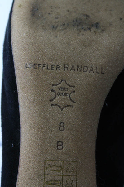 Loeffler Randall Womens Suede Round Toe Lace Up Block Heels Black Size 8