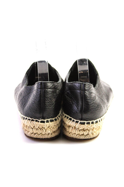 Alexander Wang Womens Leather Front Zip Espadrille Flat Shoes Black Size 9