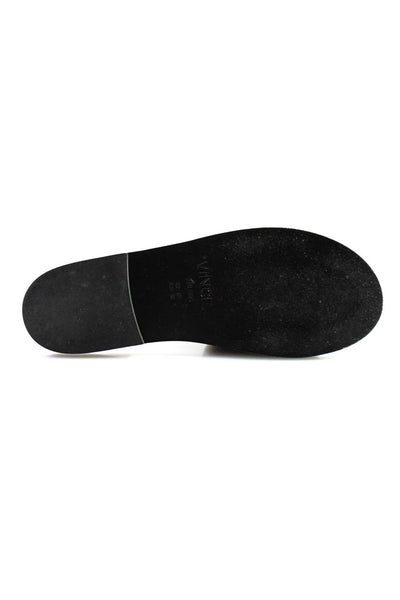 Vince Womens Leather Embossed Animal Print Slip-On Slides Sandals Black Size 9