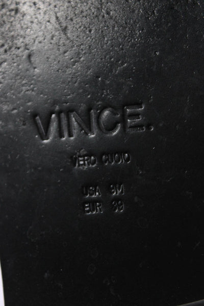 Vince Womens Leather Embossed Animal Print Slip-On Slides Sandals Black Size 9