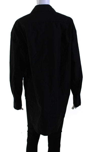 Argent Womens Black Cotton Collar Long Sleeve Button Down Blouse Top Size S