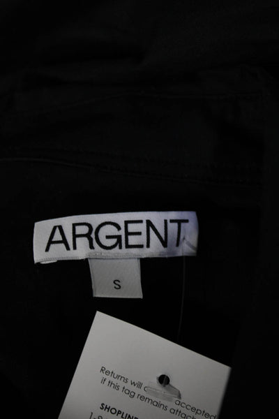 Argent Womens Black Cotton Collar Long Sleeve Button Down Blouse Top Size S