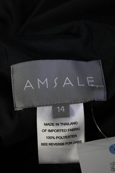 Amsale Women's Cowl Neck Short Sleeves Flare Maxi Dress Black Size 14