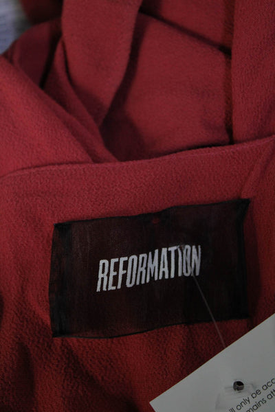 Reformation Womens V Neck Crepe Spaghetti Strap Maxi Shift Dress Red Size Large