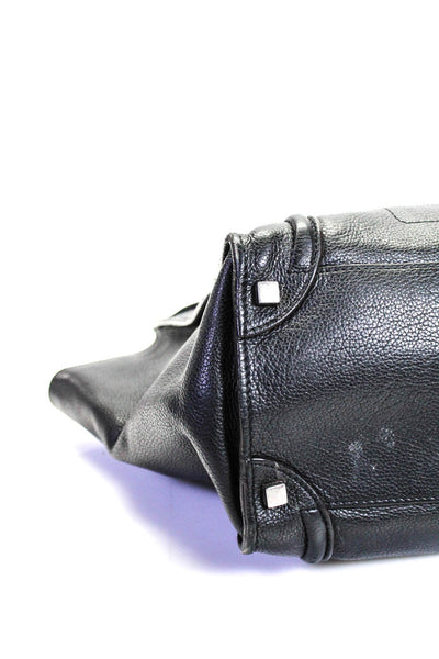 Celine Womens Pebble Grain Leather Zip  Mini Luggage Tote Black Large Handbag