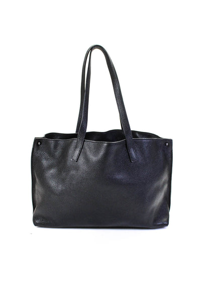 Akris Womens Leather Pleated Colorblock Turn Lock Shoulder Tote Handbag Black