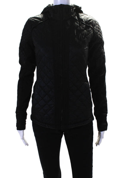 Athleta Womens Quilted Hooded Lightweight Full Zip Jacket Black Size Extra Small
