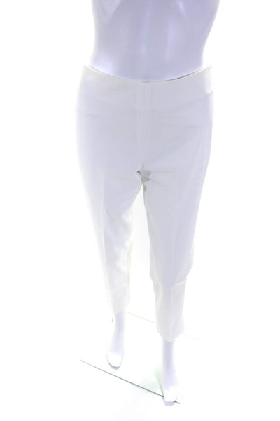 Leggiadro Womens High Rise Side Zip Ankle Slit Slim Fit Pants White Size 4
