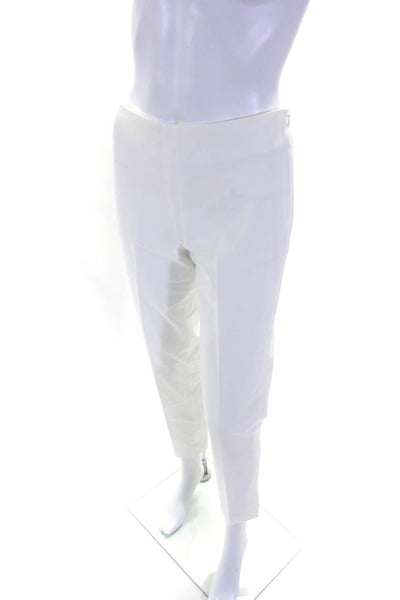 Leggiadro Womens High Rise Side Zip Ankle Slit Slim Fit Pants White Size 4
