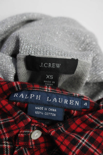 J Crew Ralph Lauren Womens Metallic Knit Turtleneck Top Silver Size XS 4 Lot 2