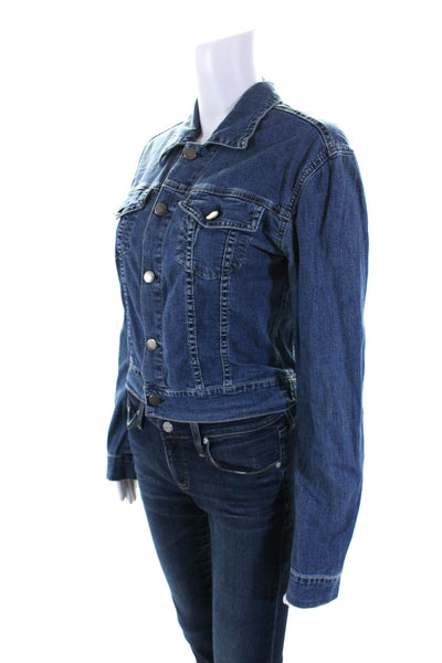 Theory Women's Long Sleeves Medium Wash Button Up Jean Jacket Size L