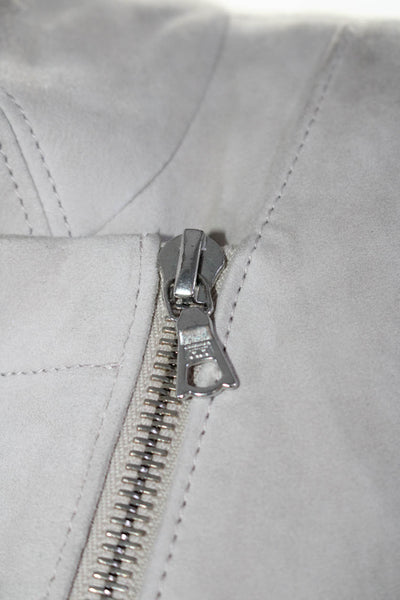 Yigal Azrouel Women's Short Sleeves Full Zip Cropped Suede Jacket Beige Size 6