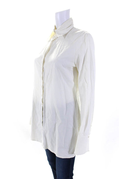Anne Fontaine Women's Collared Long Sleeves Button Down Shirt White Size 40