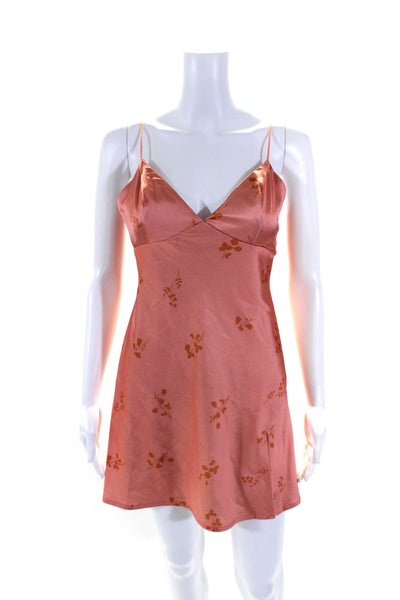 Blossom Womens Floral Print V-Neck Sleeveless Mini Dress Orange Size 10