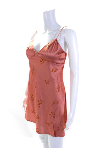 Blossom Womens Floral Print V-Neck Sleeveless Mini Dress Orange Size 10