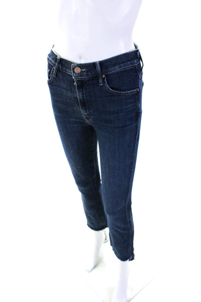 Mother Womens Cotton Two-Toned 5 Pocket Mid-Rise Bootcut Jeans Blue Size 27