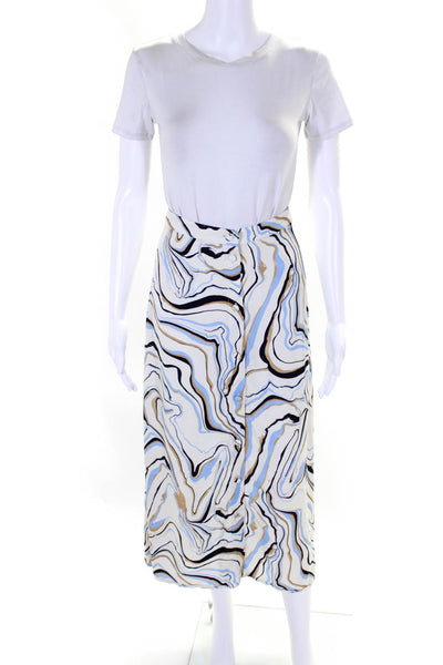 Chinti & Parker Womens White Multi Printed Button Front Maxi Skirt Size 2