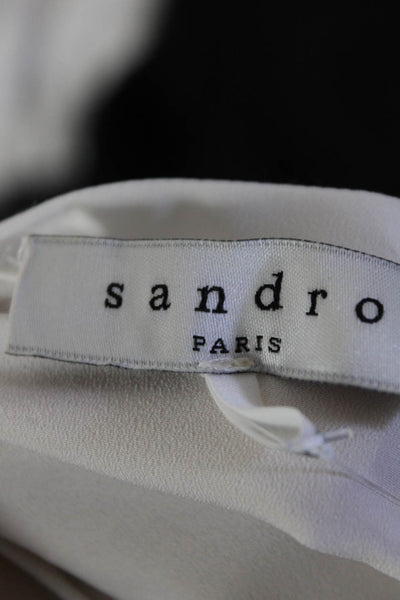 Sandro Womens Sleeveless Sheer Overlay Layered Mini Dress Beige White Size 1