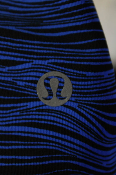 Soul Cycle Womens Striped Graphic Athletic Leggings Blue Size 8