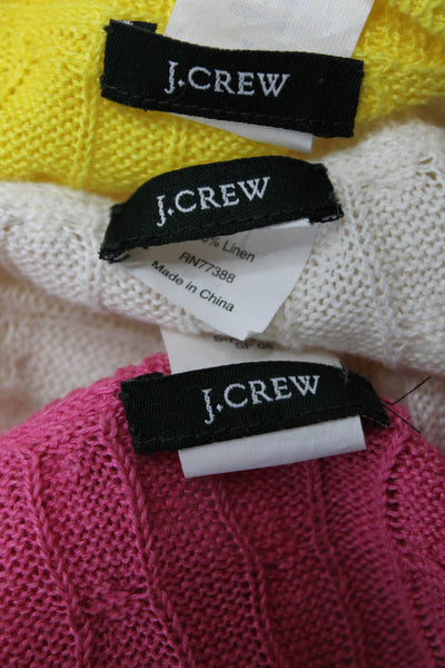 J Crew Womens Linen Cable Knit V-Neck Long Sleeve Top Pink Size XS Lot 3