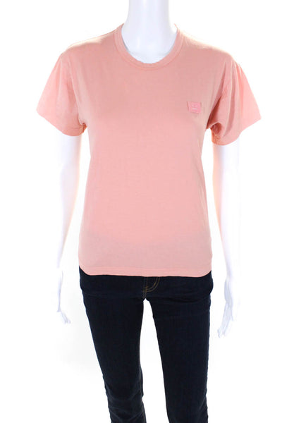 ACNE Studios Womens Cotton Scoop Neck Pullover T-Shirt Top Peach Size XXS