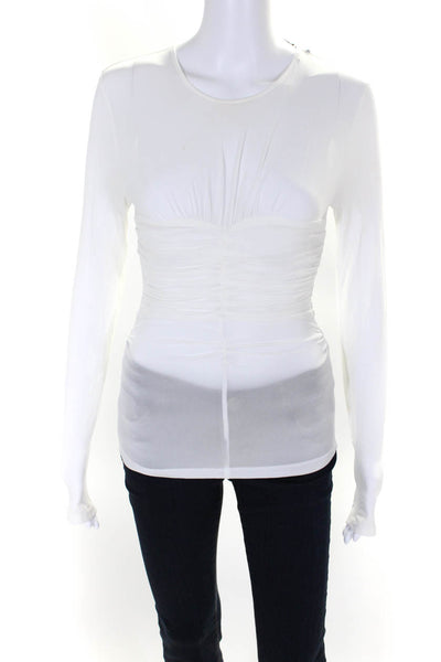 Isabel Marant Womens Semi Sheer Ruched Long Sleeve Blouse Top White Size 34