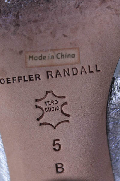 Loeffler Randall Womens Metallic Leather Open Toe Sandals Heels Silver Size 5B