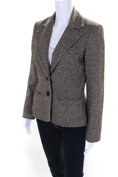 Trina Turk Women's Collared Long Sleeves Lined Two Button Blazer Brown Size 4