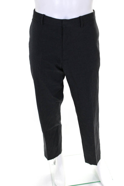 Theory Mens Wool Hook & Eye Flat Front Zip Straight Dress Pants Gray Size EUR36