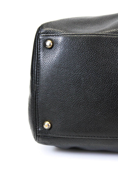Chanel Womens Leather Push Lock Cerf Medium Tote Handbag Black