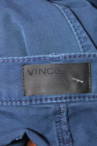 Vince Womens Blue Cotton High Rise Slim Straight Leg Pants Size 25