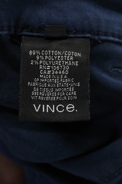 Vince Womens Blue Cotton High Rise Slim Straight Leg Pants Size 25
