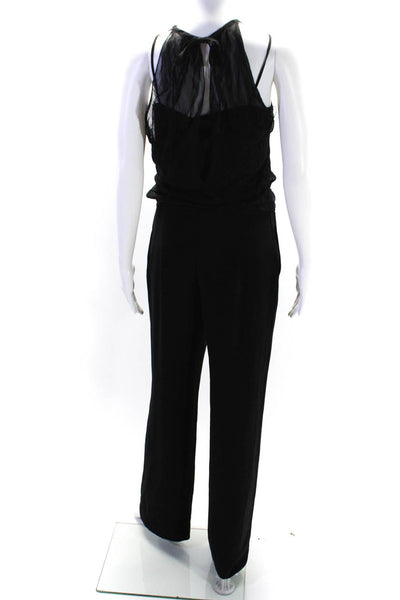 Iceberg Womens Black Mesh Star Detail Sleeveless Straight Leg Jumpsuit Size 40