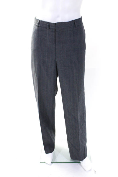 Hart Schaffner Marx Mens Wool Pleated Pants Two Button Blazer Suit Gray Size 42