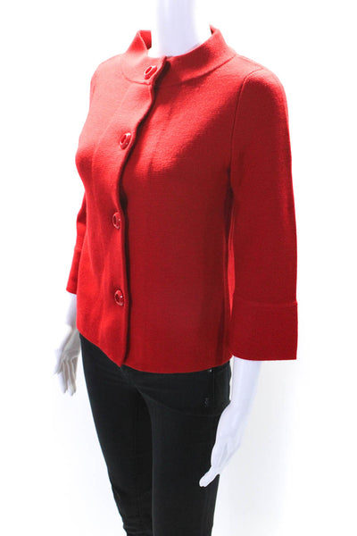 J Crew Womens Thick Knit 3/4 Sleeve Button Up Cardigan Jacket Red Size Small