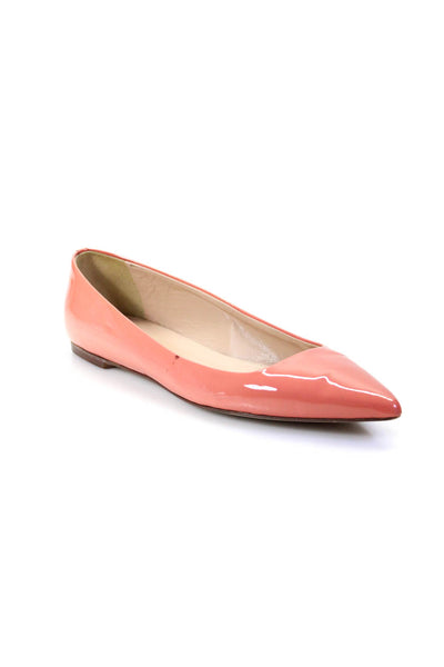 J Crew Womens Pointed Toe Patent Leather Ballet Flats Coral Pink Size 9.5