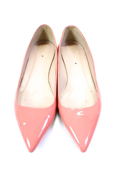J Crew Womens Pointed Toe Patent Leather Ballet Flats Coral Pink Size 9.5