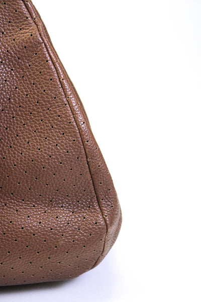 Bottega Veneta Womens Brown Perforated Campana Cut Out Textured Leather Hobo Sho