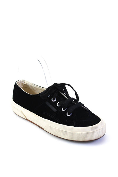 Superga X The Man Repeller Womens Velvet Low Top Lace Up Sneakers Black Size 36