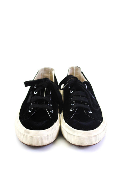 Superga X The Man Repeller Womens Velvet Low Top Lace Up Sneakers Black Size 36