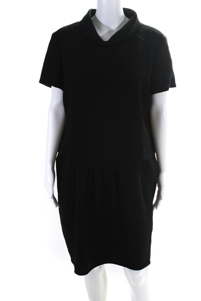 Oscar de la Renta Womens Collared Buttoned Zipped Layered Dress Black Size 14