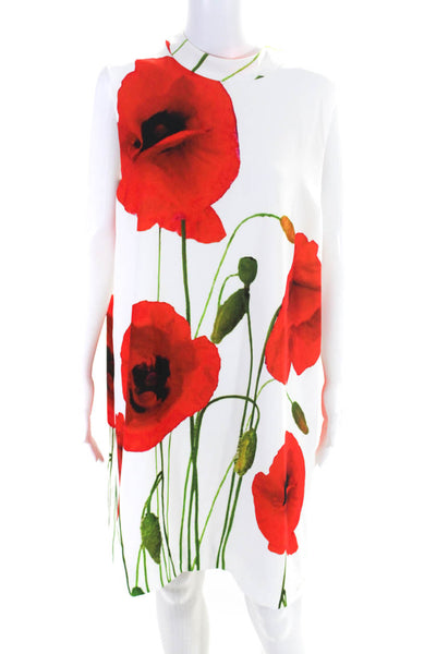 Tom And Linda Platt Womens Floral Print Back Zip A-Line Midi Dress White Size 16