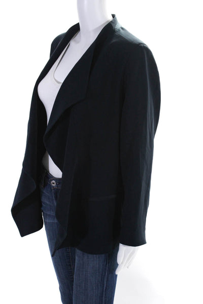 Lafayette 148 New York Womens Open Front Long Sleeve Collar Blazer Blue Size 14