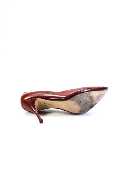 Salvatore Ferragamo Womens Red Leather Pointed Toe High Heels Pumps Shoes Size9B