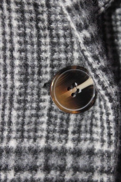 Something Navy Womens Wool Plaid Striped Print Buttoned Blazer Black Size XS