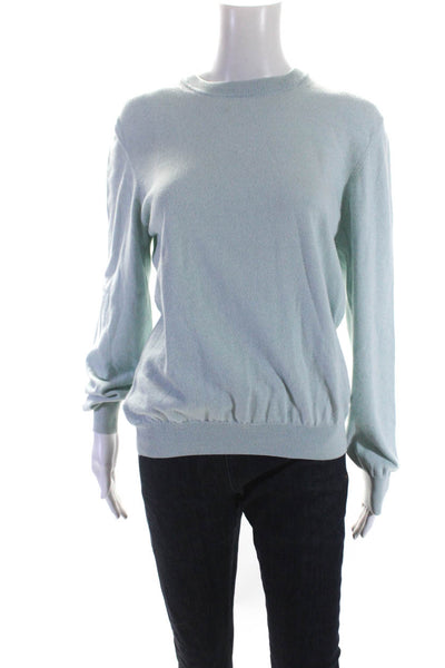 Sandro Paris Womens Cotton Round Neck Long Sleeve Pullover Sweater Blue Size S