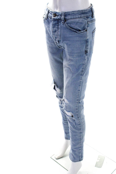 Ksubi Womens Cotton Light Washed Distress Skinny Jeans Blue Size EUR30
