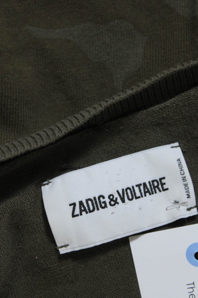 Zadig & Voltaire Mens Cotton Long Sleeve Pullover Sweater Top Green Size M